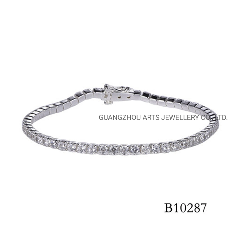 White Cubic Zirconia Rhodium Over Sterling Silver Tennis Bracelet