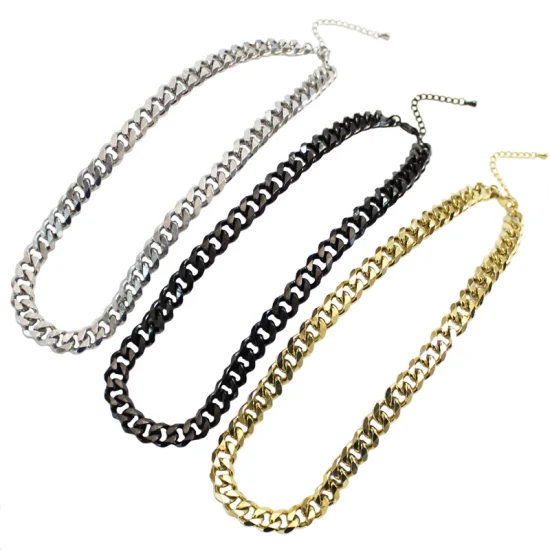 Stainless Steel Coarse Flat Cuban Link Chain Necklace