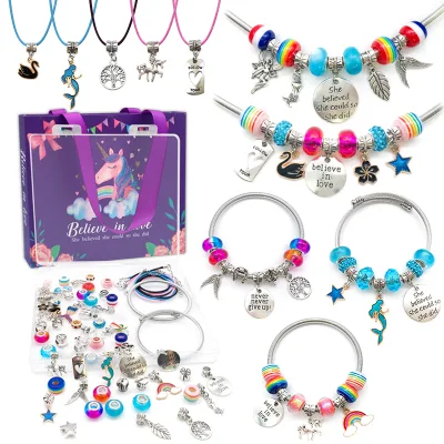 Bracelet Making Kit, Jewelry Making Supplies Beads, Unicorn/Mermaid Crafts Gifts Set for Girls Teens Age 8